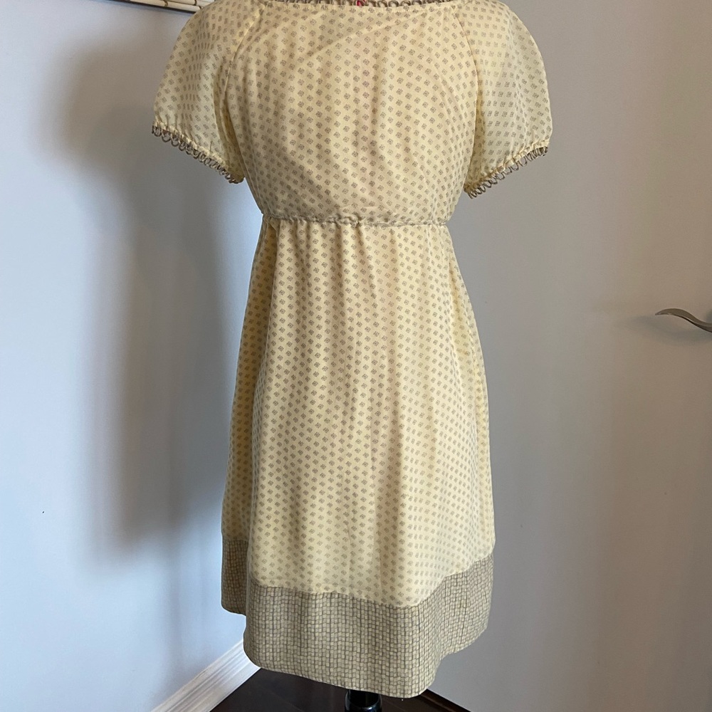 100% Silk Y2K Kensie Babydoll Yellow Dress - Picture 6 of 7